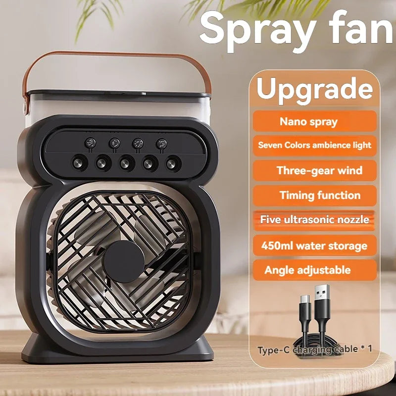 3 em 1 Ventilador AIr Condicionador Doméstico Mini Refrigerador de Ar LED Luz Noturna Umidificador Portátil Ventilador de Ajuste de Ar Ventilador de Escritório Doméstico